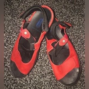 Red comfortable walking sandals